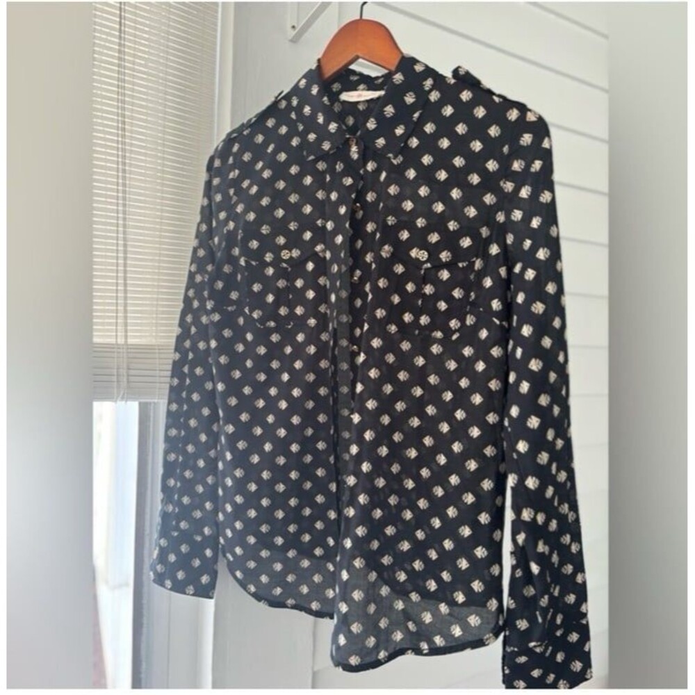 Tory Burch Black Top with Cream Patterns